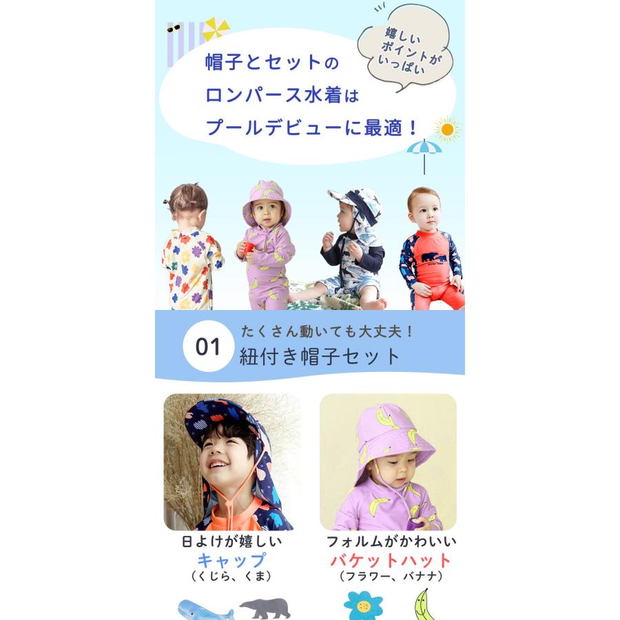 ベビー 水着 80 90 100 男の子 女の子 帽子付き 赤ちゃん 子供