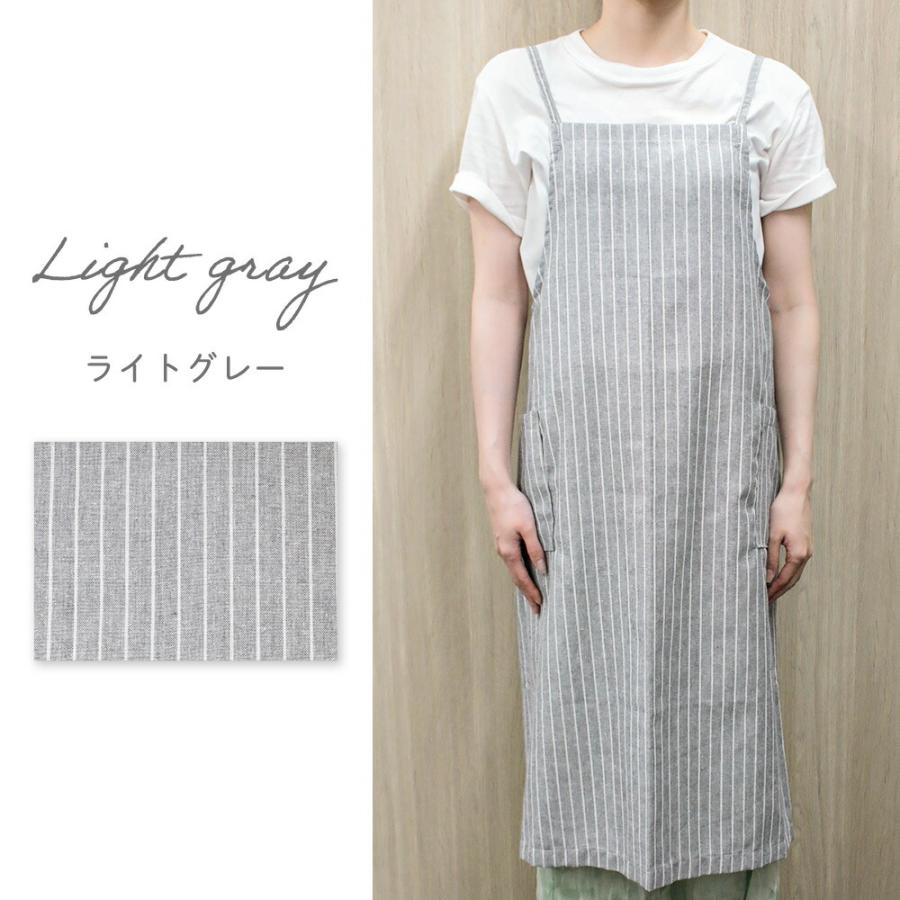 エプロンリネンシンプルおしゃれカフェコットン大人ライトグレー