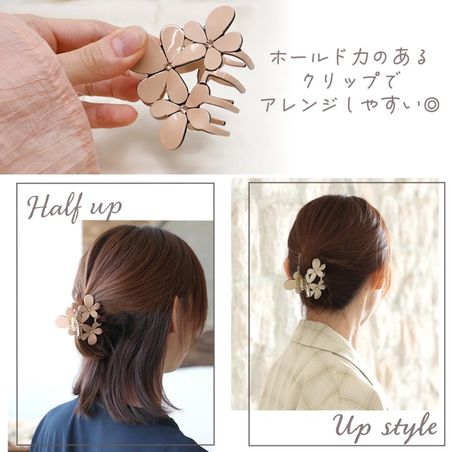 バンスクリップ ヘアクリップ 花 フラワー かわいい おしゃれ 黒 ヘア