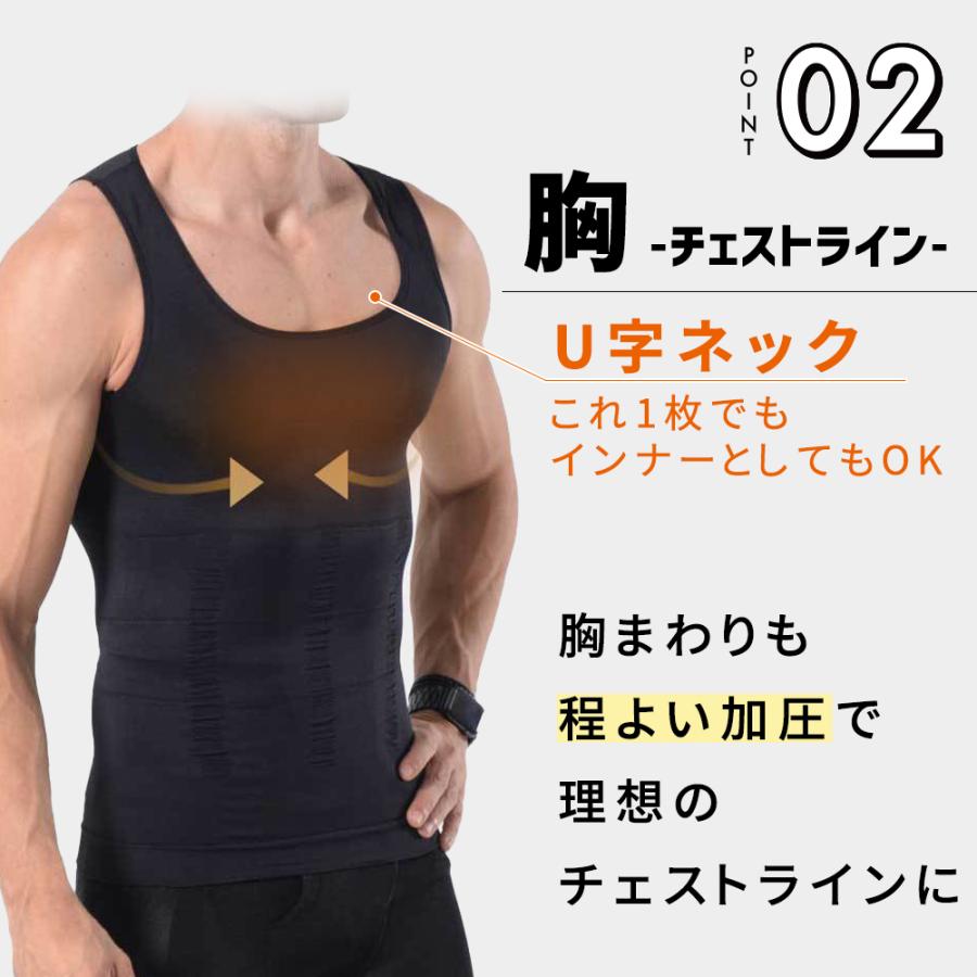 加圧インナー メンズ タンクトップ 3枚セット(1枚833円) シャツ 補正