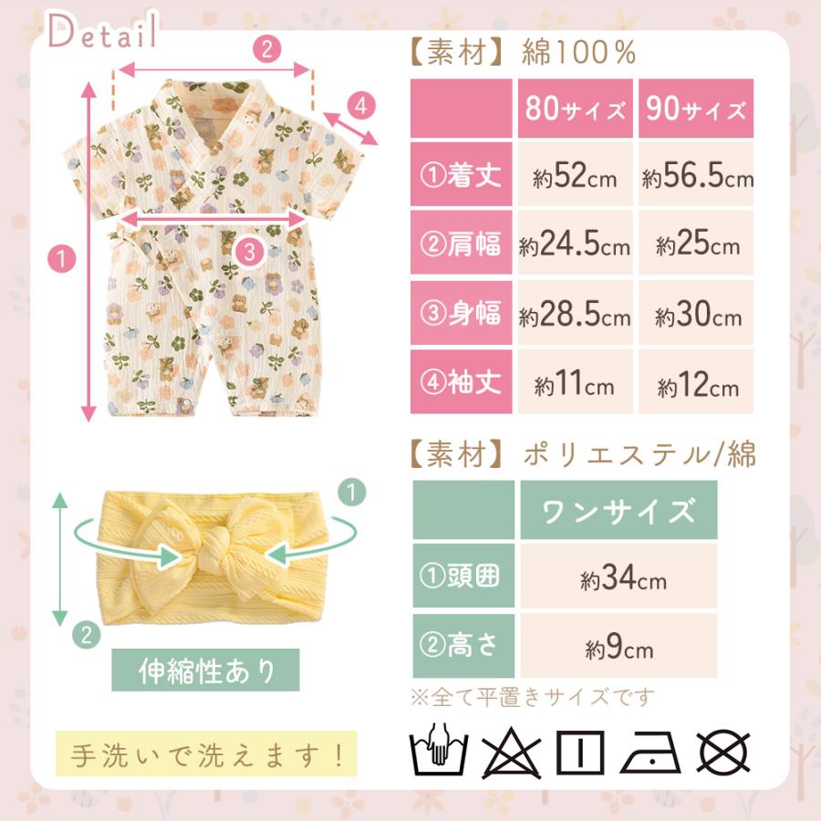 ベビー 甚平 おまけ付き 80 90 赤ちゃん ロンパース 夏 女の子 男の子