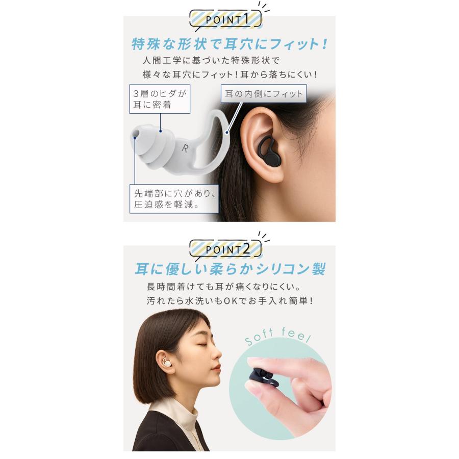 耳栓 睡眠用 2ペアセット 快眠 遮音 30dbカット シリコン いびき対策