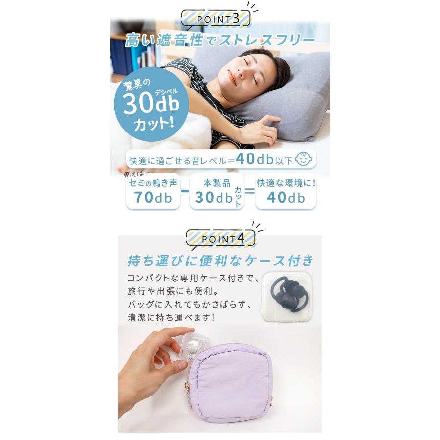 耳栓 睡眠用 2ペアセット 快眠 遮音 30dbカット シリコン いびき対策