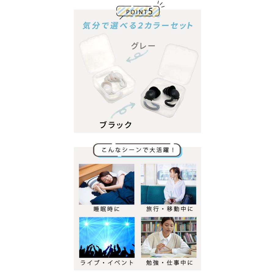 耳栓 睡眠用 2ペアセット 快眠 遮音 30dbカット シリコン いびき対策