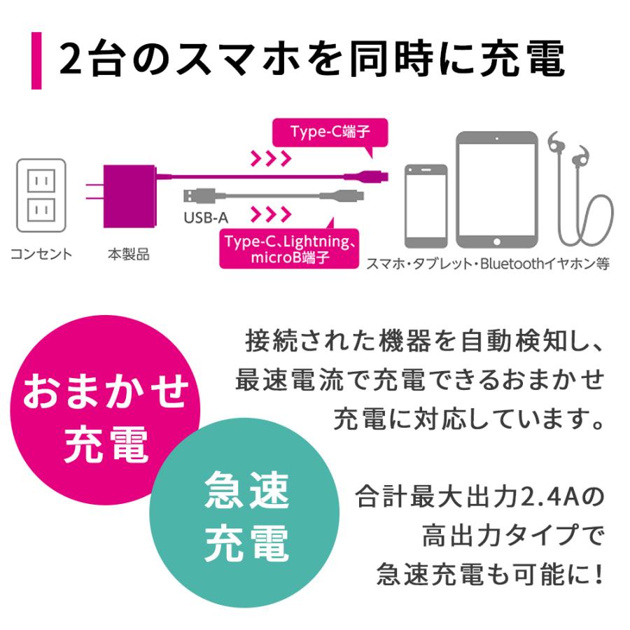 TypeC 充電器 コンセント USB充電器 ACアダプタ エレコム タイプc｜oobikiyaking｜04