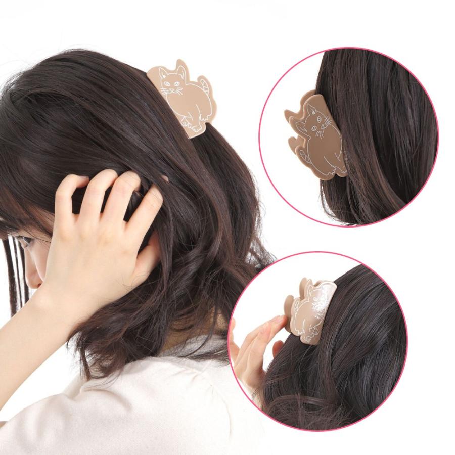 mitas ヘアクリップ バンスクリップ 猫 ヘアアクセサリー 髪飾り ヘア