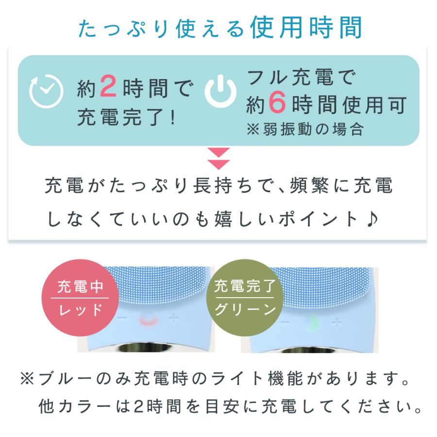 防水洗顔ブラシ ホワイト/ブルー 充電器付き 防水洗顔ブラシ ホワイト