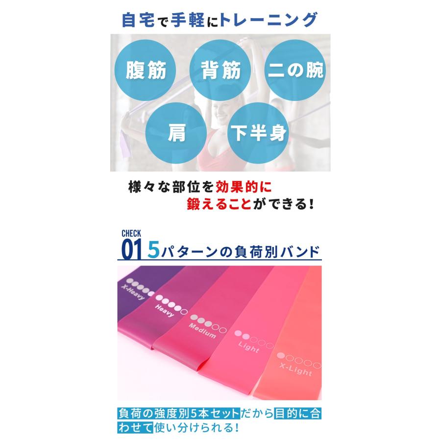 mitas エクササイズバンド 強度別5本セット 選べるカラー トレーニング