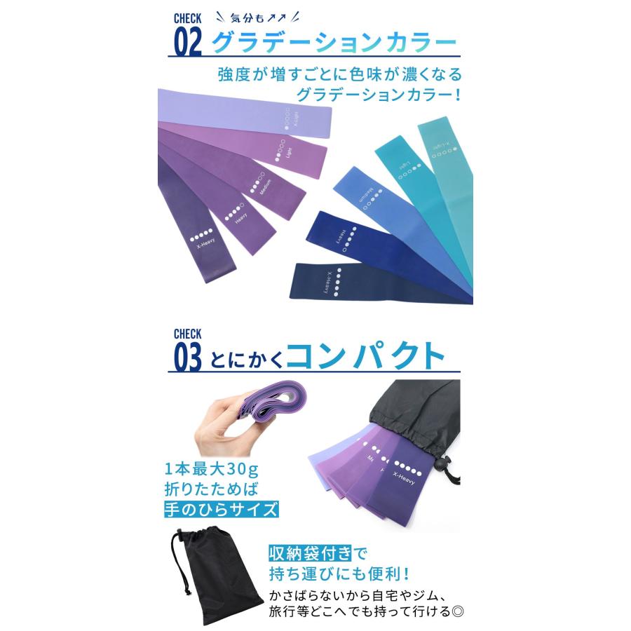 mitas エクササイズバンド 強度別5本セット 選べるカラー トレーニング