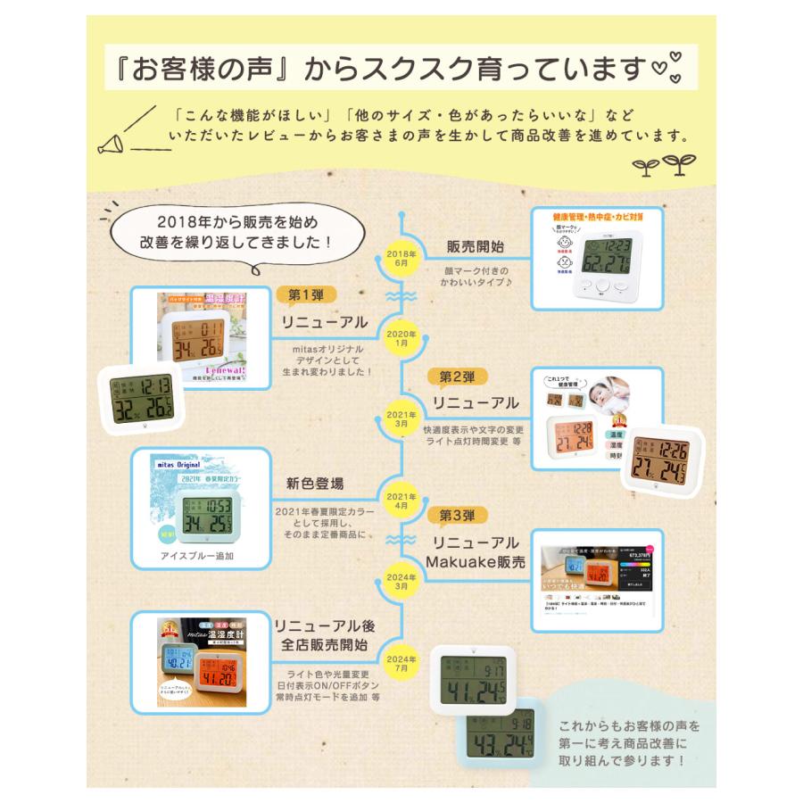 温湿度計 デジタル バックライト機能 日付 時計 湿度計 温度湿度計 大画面 壁掛け マグネット 赤ちゃん mitas ポイント消化 | mitas | 02