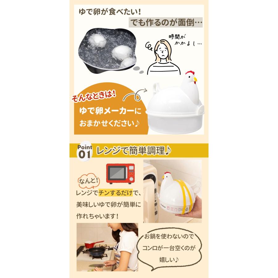 Yahoo!1位受賞！ ゆで卵メーカー 耐熱バンド付き ゆでたまごメーカー 電子レンジでゆで卵 ゆで卵器 1個 2個 3個 4個用 mitas ポイント消化 | mitas | 06