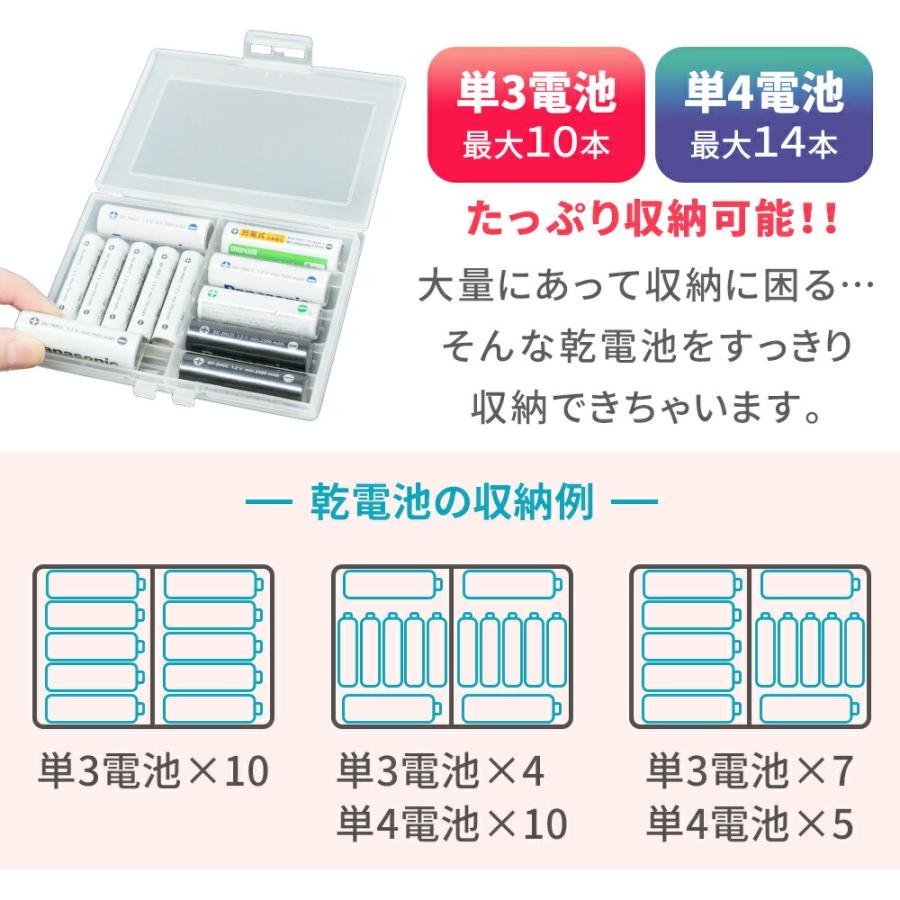 電池ケース 乾電池ケース 単3 単4 単三 単四 単3電池 単4電池 最大14本収納可能 充電池 充電式電池 エネループ 電池収納 ケース バッテリーケース 保管 mitas｜oobikiyaking｜04