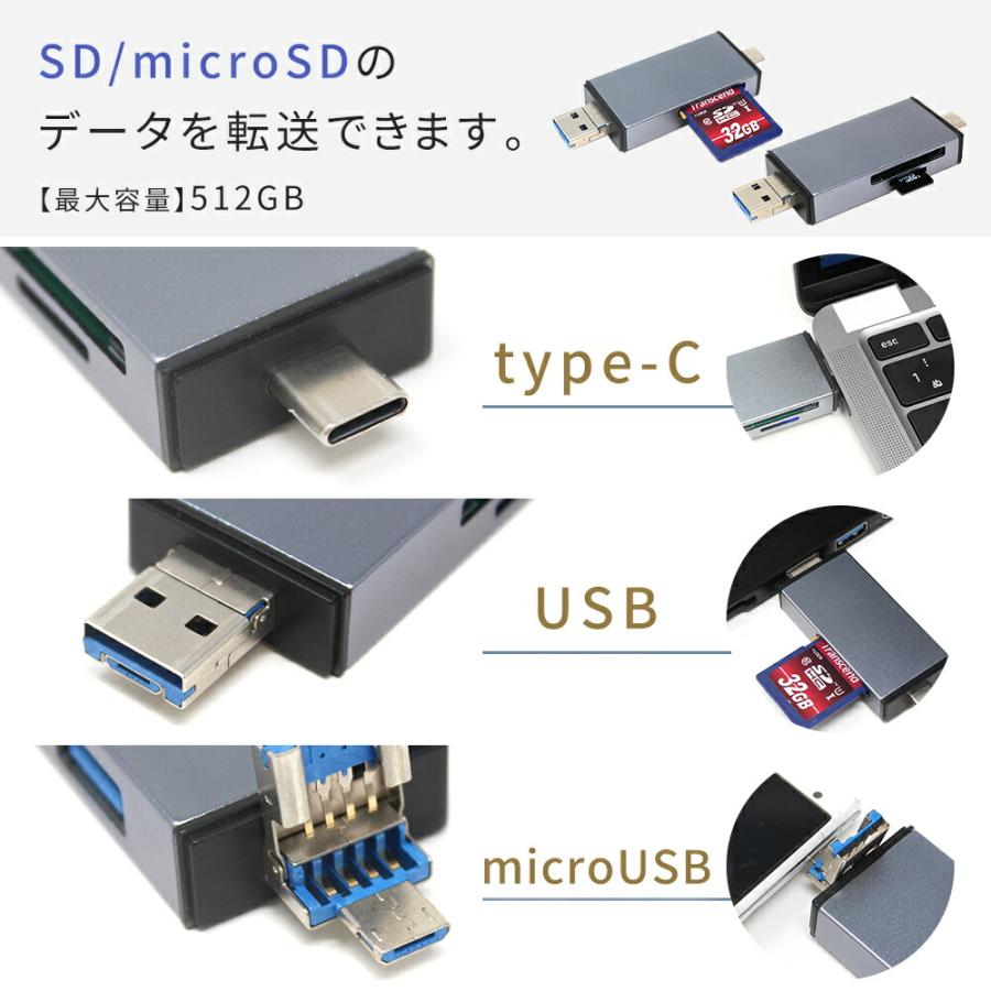 mitas Type-C カードリーダー 6in1 USB タイプc microUSB usb3.0 usb
