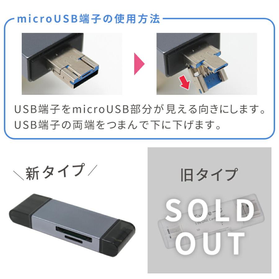 Type-C カードリーダー 6in1 USB タイプc microUSB usb3.0 usbポート ハブ hub  SD MicroSD 対応 TypeC 2ポート PC SDカード マルチカードリーダー mitas｜oobikiyaking｜08