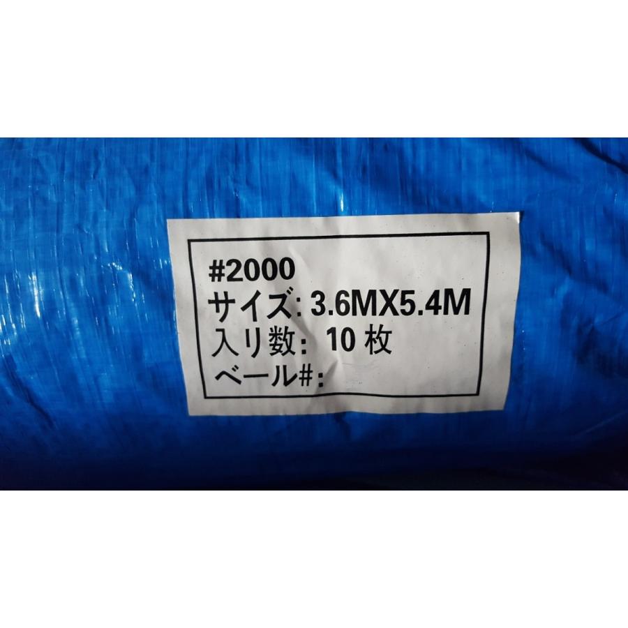 ブルーシート＃2000 3.6m×5.4m 10枚入り 中厚タイプ 送料無料 