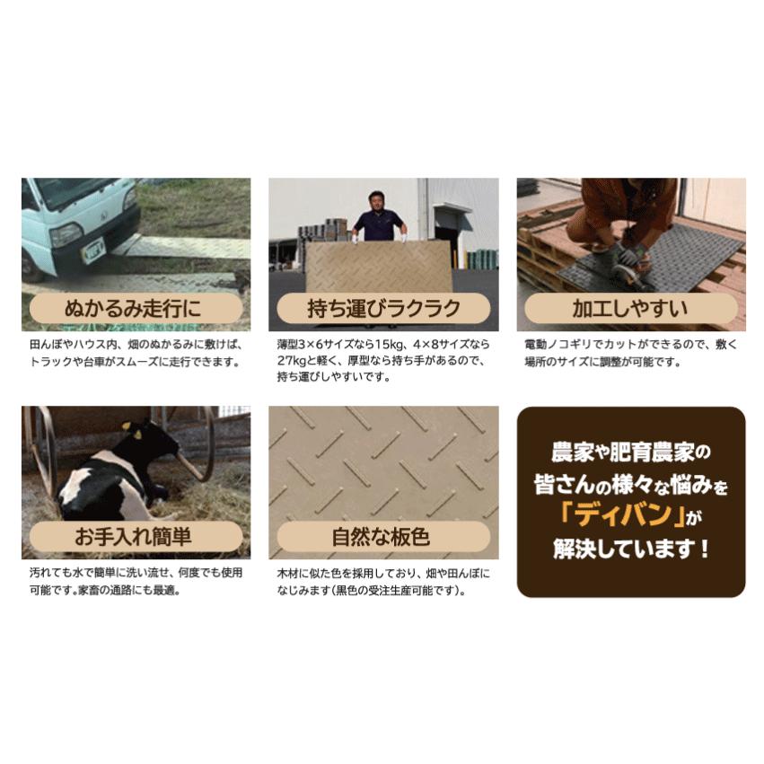 Diban 厚型タイプ【3×6尺 910mm×1,820mm×15(13)mm】 片面:凸 茶 1枚 個人宅配送不可 配送時間指定不可の画像