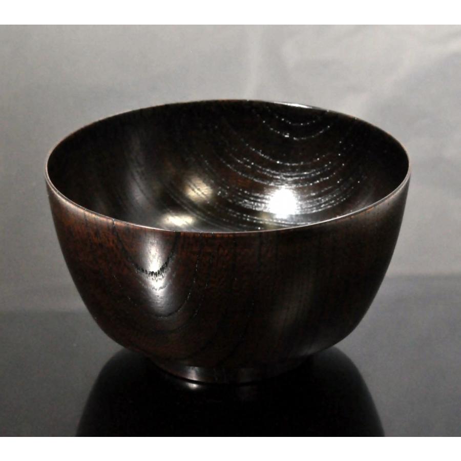 丼 雑煮椀 迎春 お好み椀 山中塗 国産漆器 日本製＜欅4.3胴張椀　黒摺＞