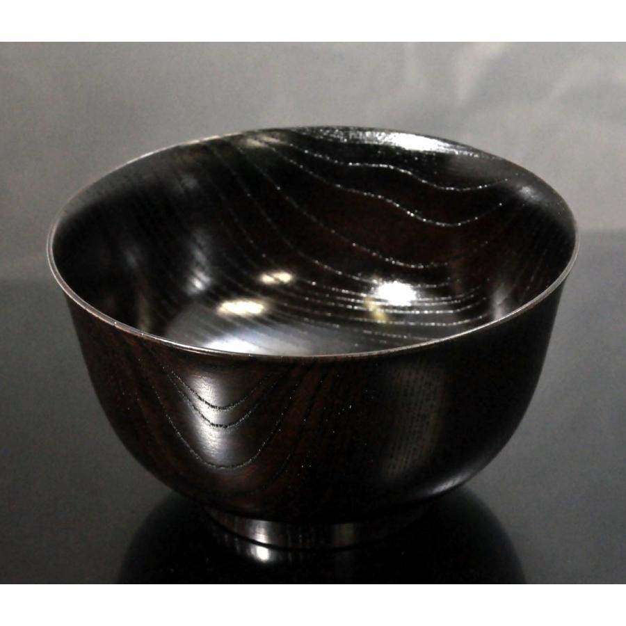 丼 雑煮椀 迎春 お好み椀 山中塗 国産漆器 日本製＜欅4.3羽反椀　黒摺＞