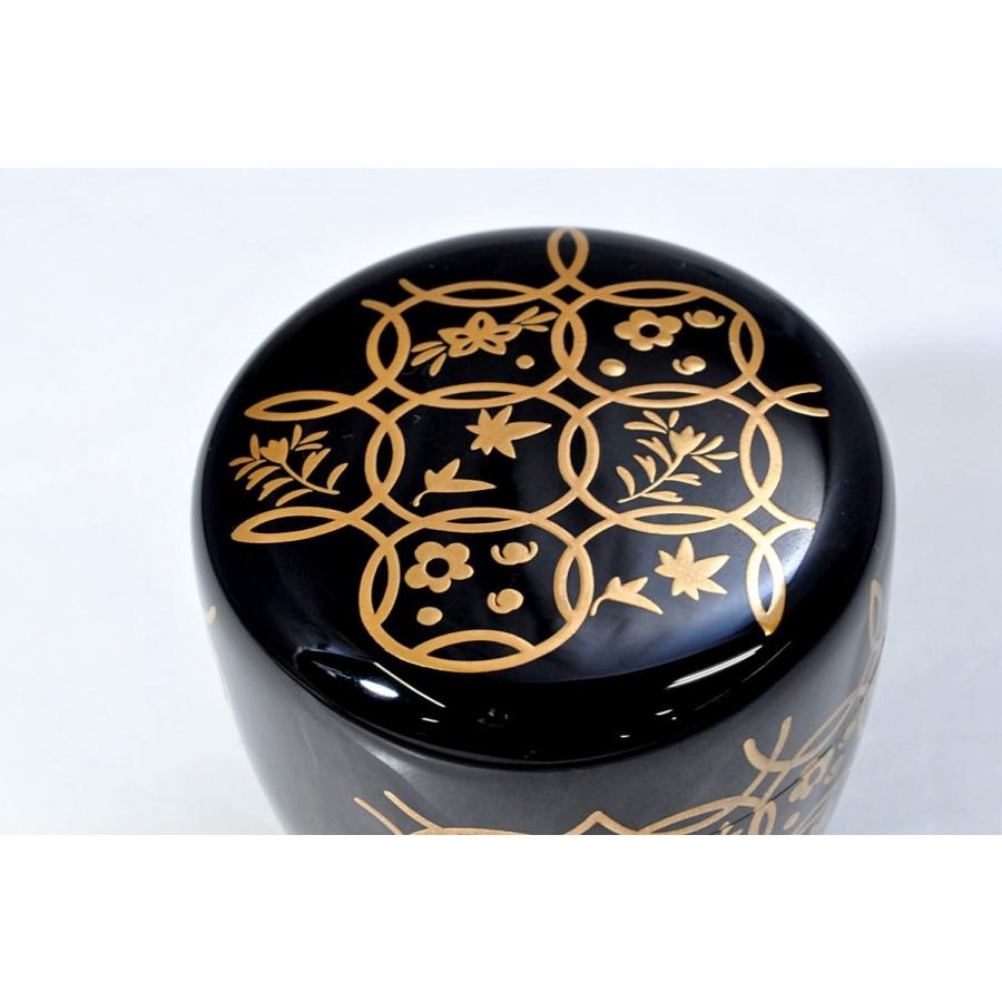 2.4大棗 黒 四季綱七宝蒔絵 内銀地（切合口） 中村孝也作 : 山中塗 嘉 