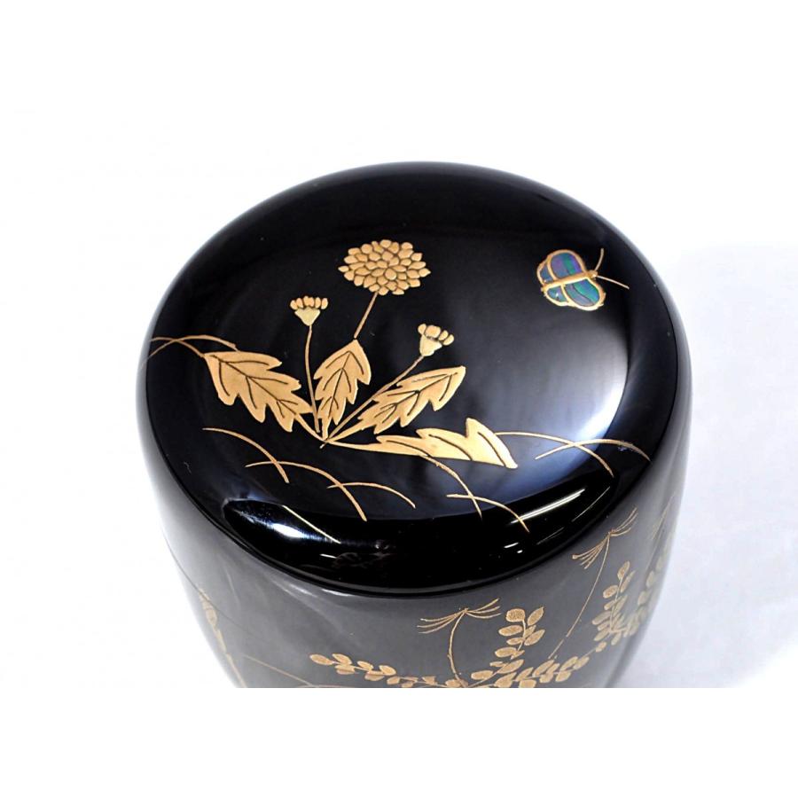 2.2中棗 黒 春野（切合口） 中村孝也作 : 山中塗 嘉匠菴 大尾嘉