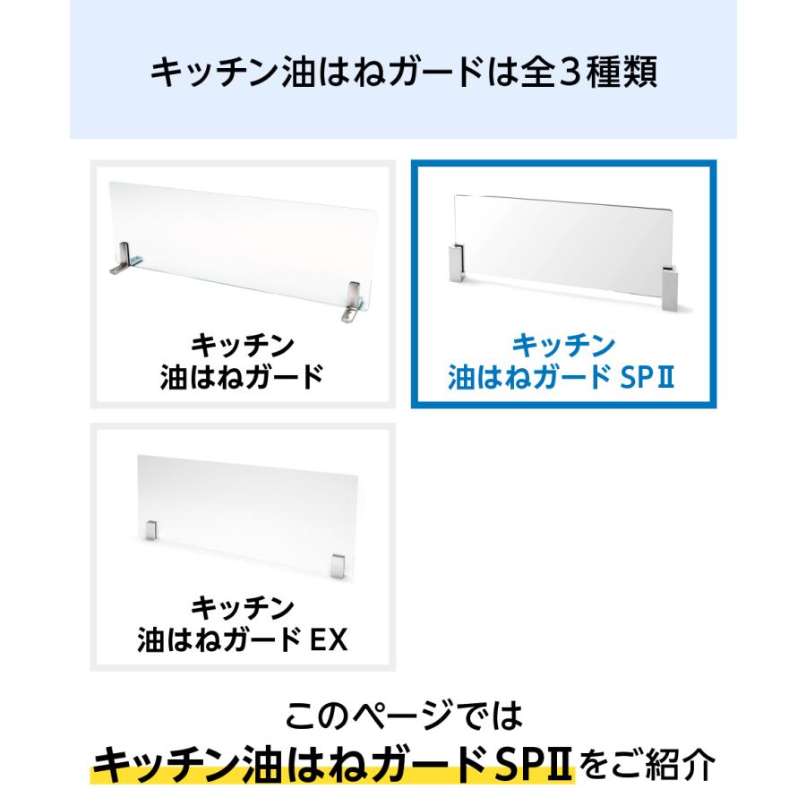 キッチン油はねガードSP（強化ガラスセット）クローム W930×H325×T8mm