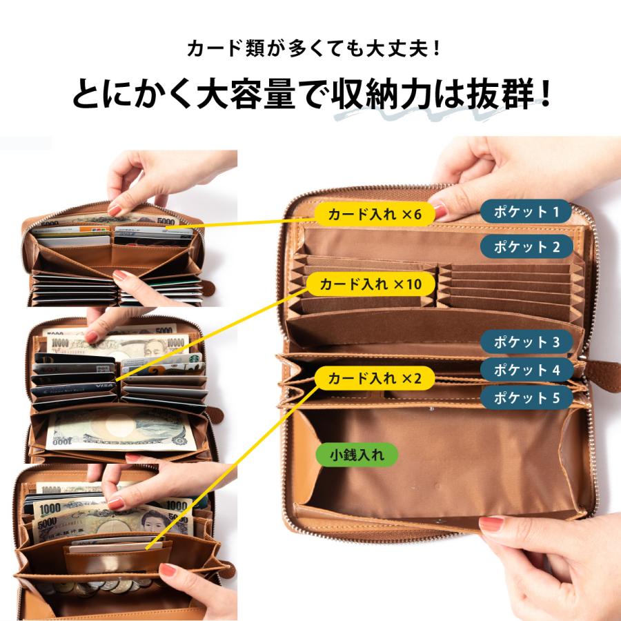 長財布 レディース 財布 本革 小銭が分かれる レシート スキミング防止