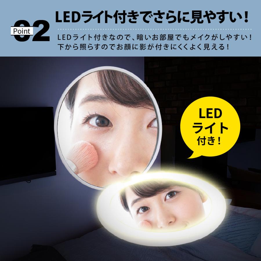 コンパクトミラー 拡大鏡 おしゃれ ライト付き 手鏡 拡大鏡付き 小さい
