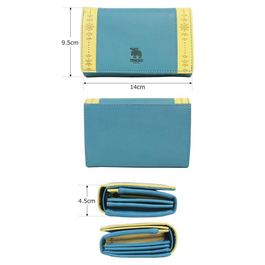 moz（モズ） MOZ moz 2つ折り財布 Flower フラワー 86065 ヘラジカ 北欧 ヌメ調レザー ナチュラル カラフル パステル ...