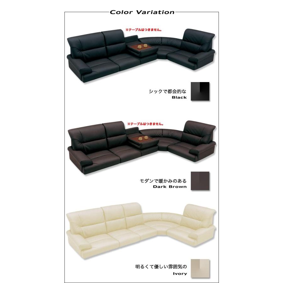 コーナーソファ 5点セット SPU/PVC ロータイプ 完成品 アイボリー/ブラック/ダークブラウン_2
