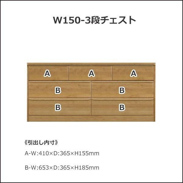 チェスト ローチェスト 幅150 3段 木製 国産 完成品 収納家具 整理 