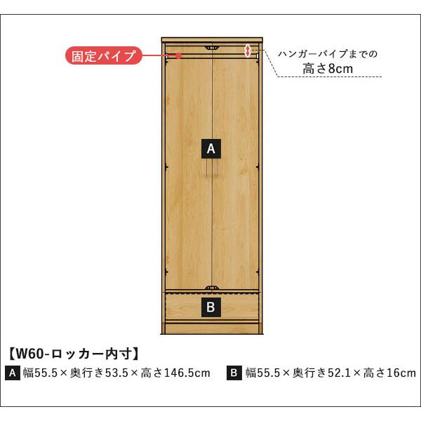 ワードローブ 完成品 クローゼット 収納 木製 服吊り 幅60 おしゃれ