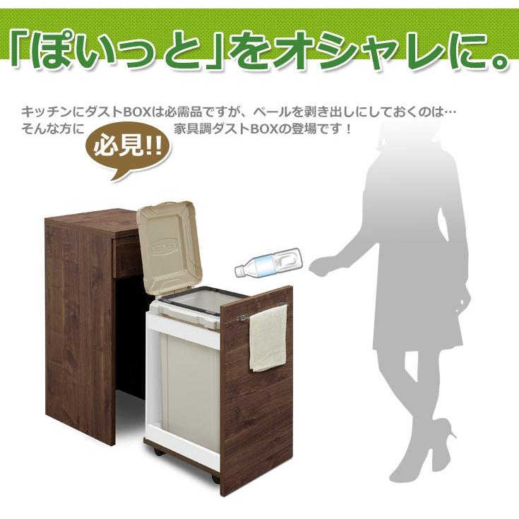 ゴミ箱 おしゃれ ダストボックスカウンター キッチンカウンター キッチン収納 45L キャスター付き 木製 完成品 日本製 消臭｜ookawakaguhonpo｜05