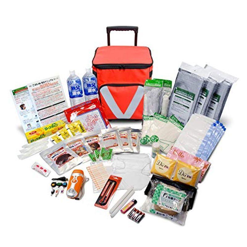 メテックス 緊急避難セット 赤 34×35×45cm EX.48 ニューベーシックDX 2~3人用 防災セット EX48BXWNBD