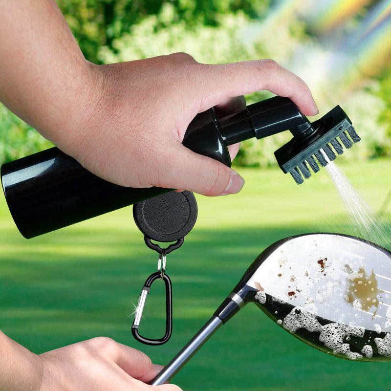 ゴルフブラシ 噴水式 ナイロンブラシ ゴルフクリーナー クラブ掃除 ゴルフメンテナンス 溝掃除器具 カラビナフック付き 携帯便利 軽量 多用