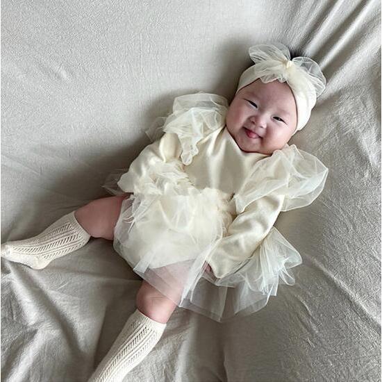 女の子用ロンパース★ドレス　ヘアバンド付★サイズ80・90★2色 |  | 04