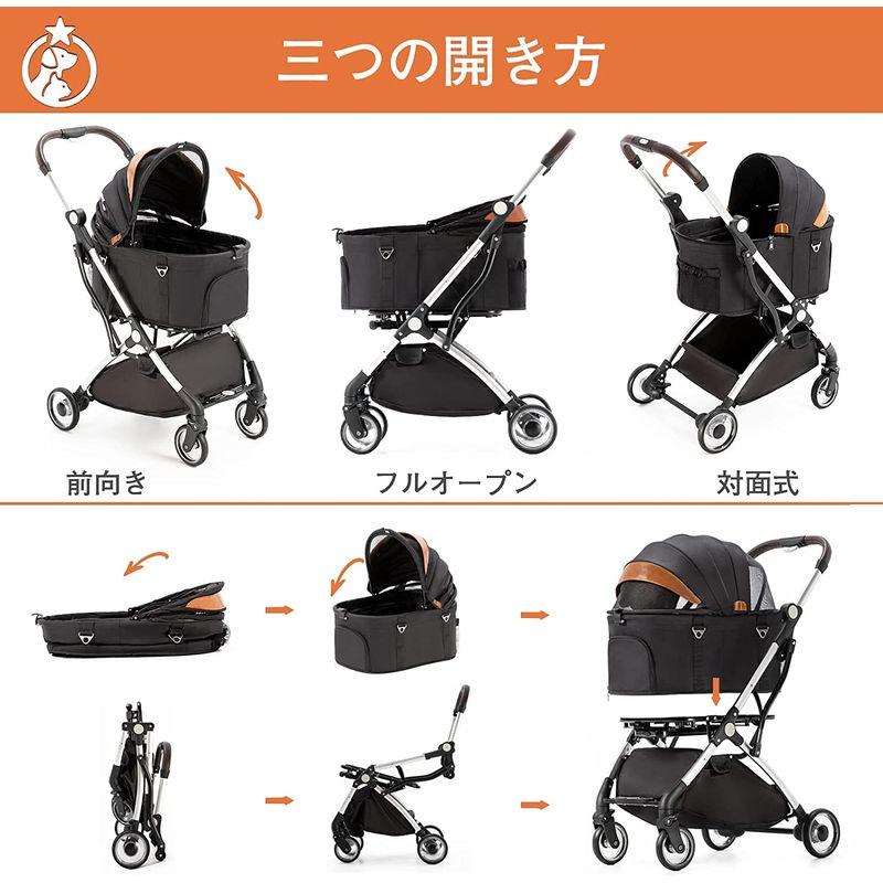 【新入荷】 HRking.HANRAY 分離型 折りたたみ ペットカート 3wayモデル 対面式 4輪 犬用ベビーカー 前輪360°回転 後輪ブレーキ付 【2044382635】(11692円)