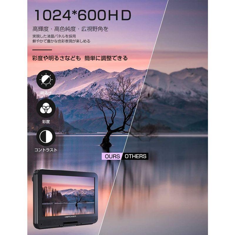 DBPOWER ポータブルDVDプレーヤー 12.5型 車載用ホルダー付き 10.5インチ液晶画面 高耐久性 大容量充電式バッテリー 5時間 ポータブルDVDプレーヤー 5型 車載用ホルダー付き 5インチ液晶画面 高耐久性 大容量充電式バッテリー 5時間