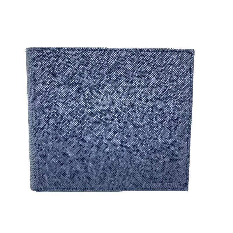 売れ筋がひ贈り物 二つ折り財布 プラダ プラダ 中古 メンズ 二つ折り財布 ダークネイビー サフィアーノ二つ折り Prada 財布