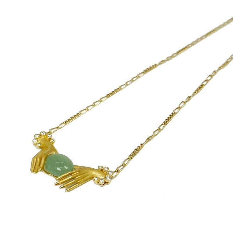 カレライカレラ Carrera Y Carrera ハンドモチーフ ネックレス K18yg ダイヤモンド 翡翠 ペンダント ジュエリー アクセサリー 中古 Okura ヤフーショッピング店 通販 Yahoo ショッピング