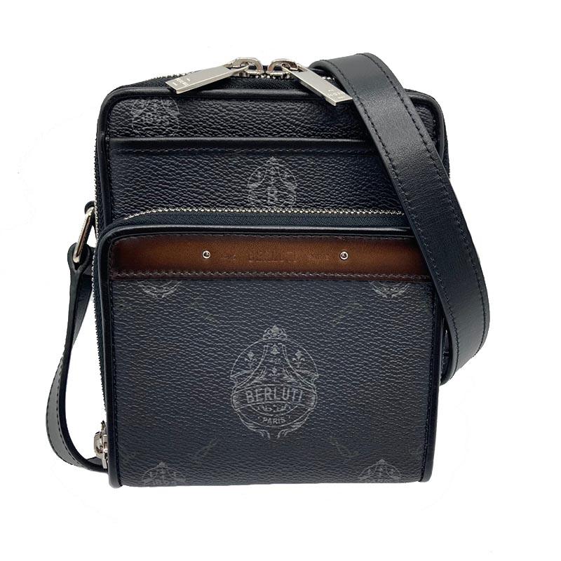 ベルルッティ Berluti マイルズ ファッション Berluti キャンバス レザー バッグ メッセンジャー ブラック ショルダーバッグ メンズ 中古