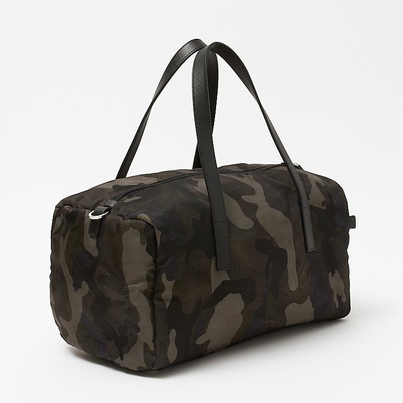 プラダ Prada カモフラ柄 ボストンバッグ Bl0567 ナイロン グレー系 迷彩 メンズ レディース 中古 Okura ヤフーショッピング店 通販 Yahoo ショッピング