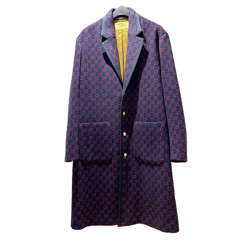 グッチ Gucci ウールチェスターコート ss サイズ46 ネイビー モノグラム メンズ 中古 Okura ヤフーショッピング店 通販 Yahoo ショッピング
