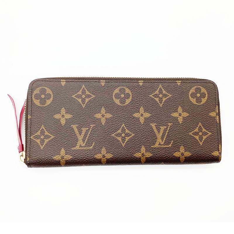 ルイ・ヴィトン LOUIS VUITTON ポルトフォイユ・クレマンス フューシャ モノグラム・キャンバス 長財布 レディース 中古