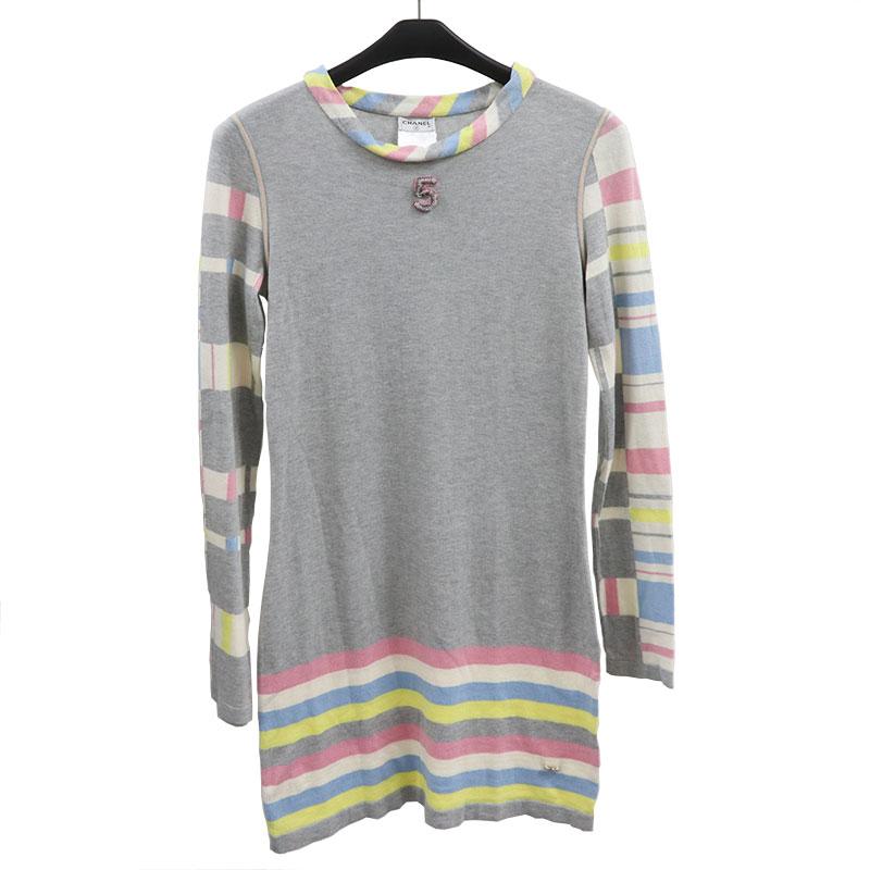 最安挑戦 シャネル Chanel ハイゲージニットワンピース グレー マルチ ワンピース レディース 中古 7084円 ワンピース Allredeye Com