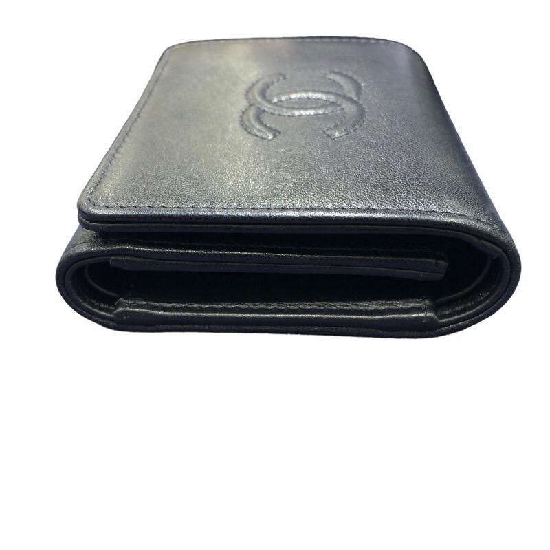 シャネル CHANEL コンパクトウォレット A70796 ブラック 三つ折り財布
