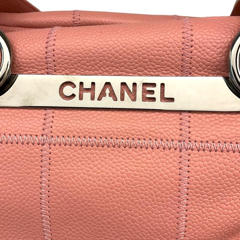 シャネル CHANEL チョコバーボストンバッグ ピンク　シルバー金具 キャビアスキン トートバッグ レディース 中古｜ookura7815｜02