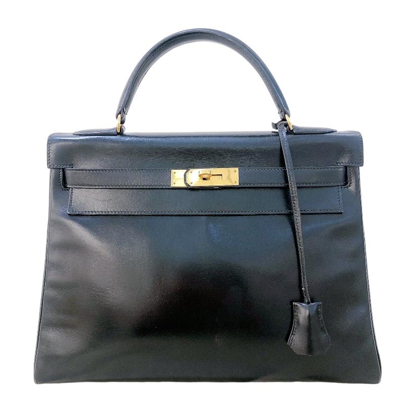 HERMES エルメス ケリー32 内縫い 〇Q刻(1987年) ブラック ゴールド  