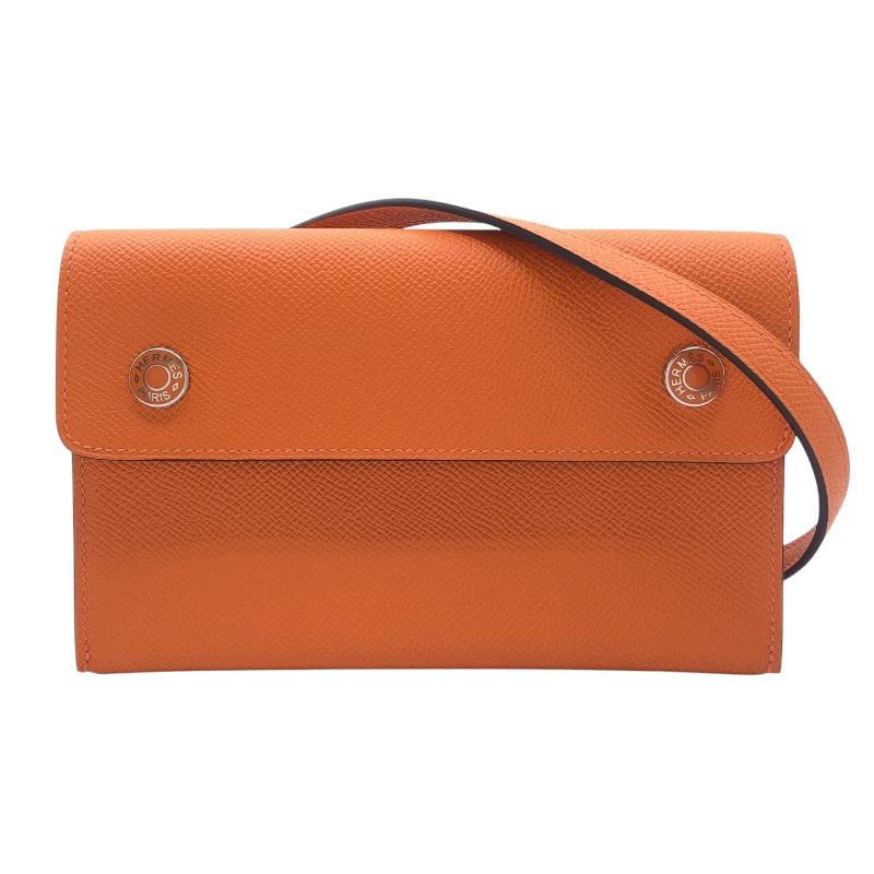 HERMES エルメス エルメスナップトゥーゴー W刻 オレンジ SV金具 
