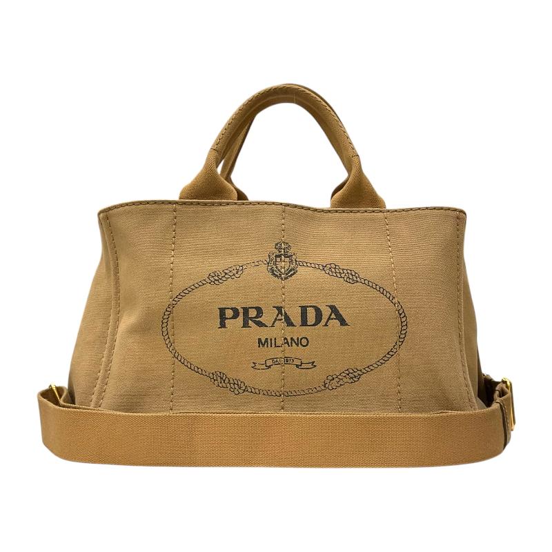 PRADA プラダ カナパ キャメル キャンバス トートバッグ レディース  