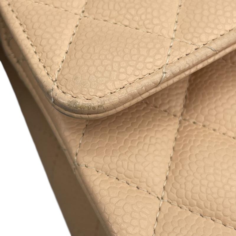 シャネル CHANEL マトラッセ25  A01112 13番台 ベージュ キャビアスキン ショルダーバッグ レディース 中古の画像